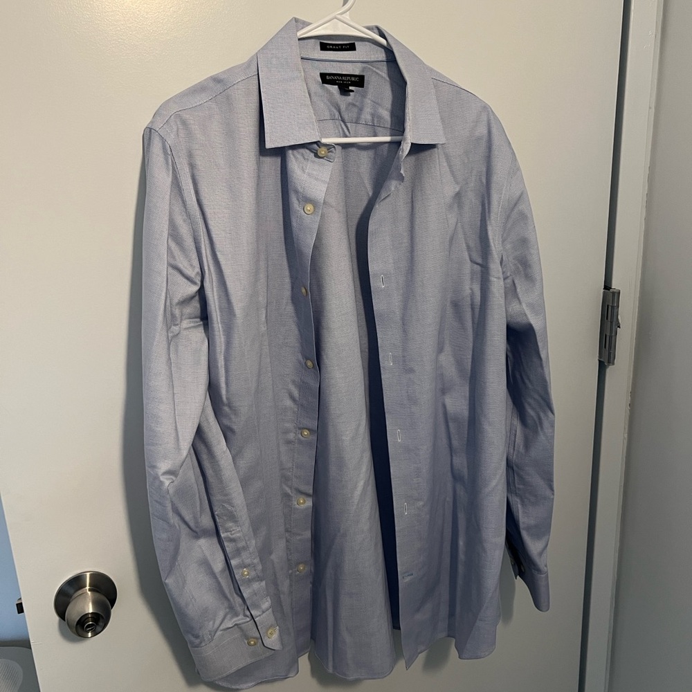 Grant Fit Men’s Blue Dress Shirt - Large